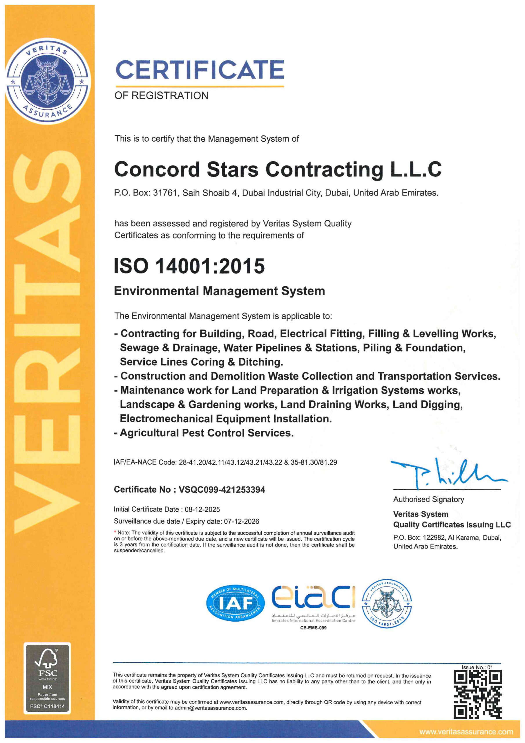 Environmental Management System – ISO 14001 :2015